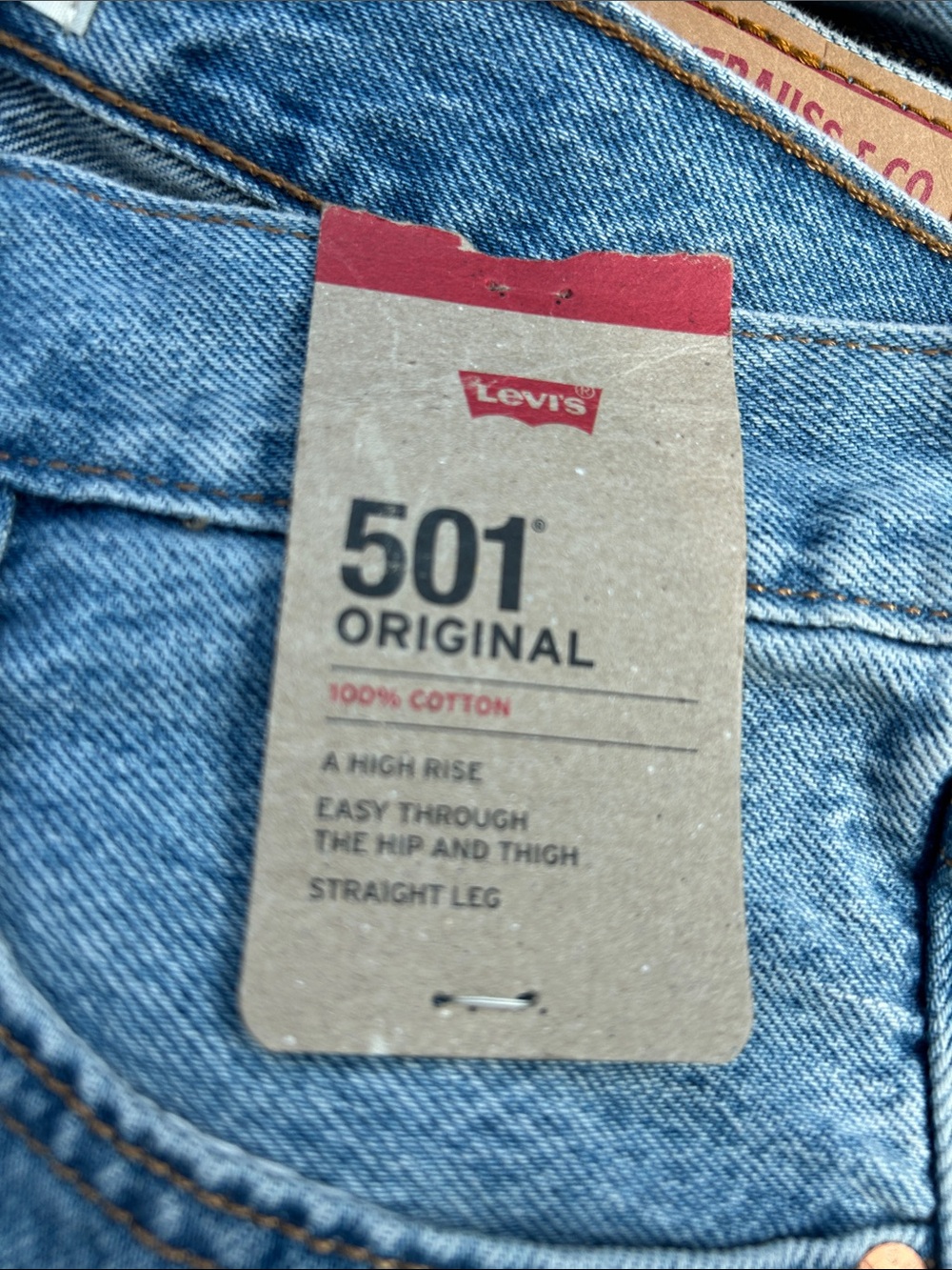 Levi's 501 Original Light Blue Distressed Straight Jeans - Picture 10 of 14